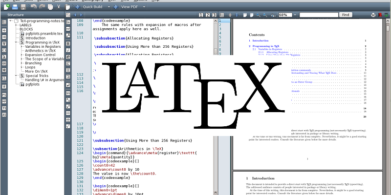 LaTeX logo and programming code