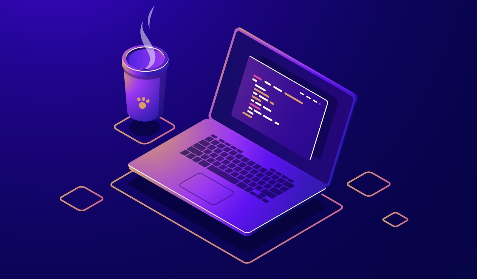Laptop with program code icon